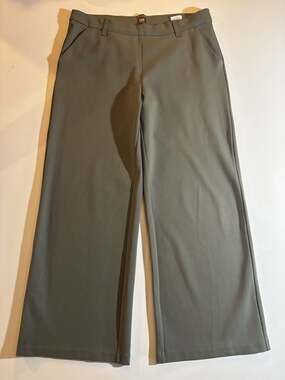 Vtg Lee Women's Size 16 Medium Wide Leg Pants Rayon/Nylon Stretch Green